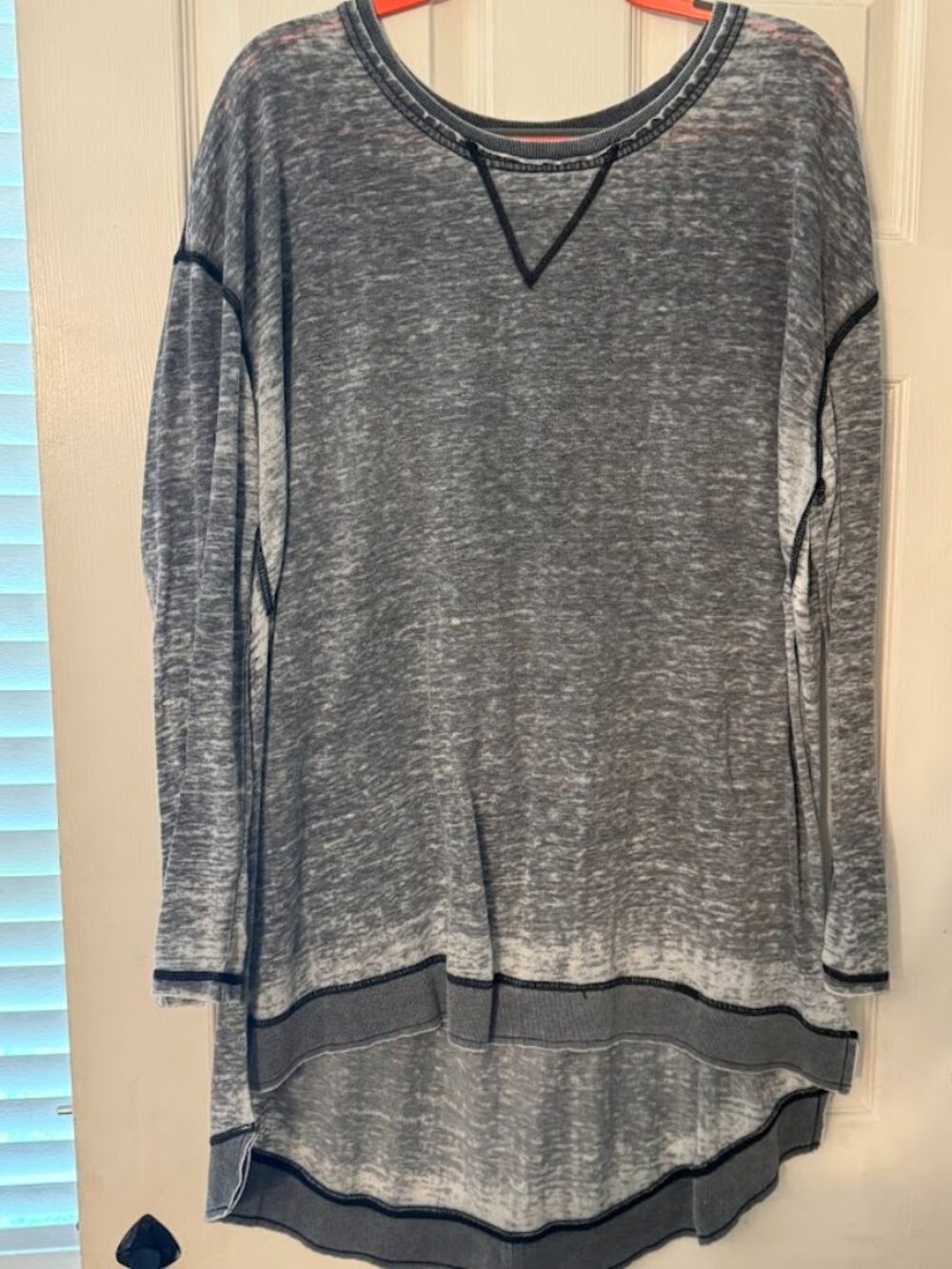 Z Supply Gray Burnout Tunic Top Hi Low Oversized Relaxed Fit Large
